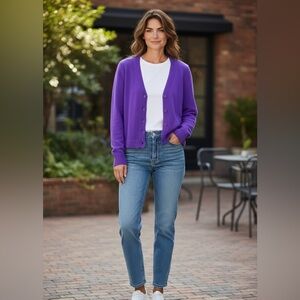 Aqua Bloomingdale’s 100% Cashmere Vivid Purple Cardigan XS